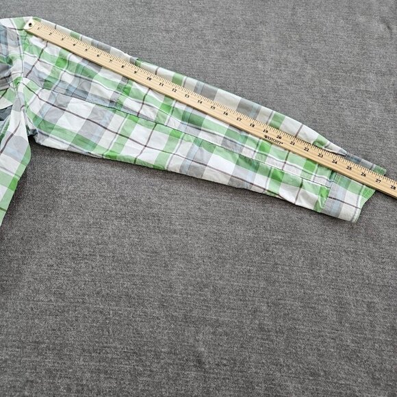Columbia Shirt Men L Plaid LS Roll Up Tab Pockets Outdoor Sun Protect Vents Mesh - Picture 5 of 16